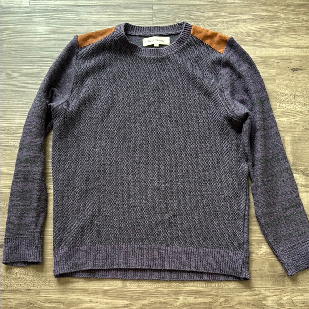 Men's Purple Sweater with Brown Shoulders